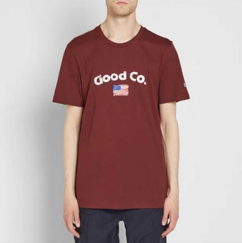 LIMITED EDITION REEBOK x THE GOOD COMPANY T-SHIRT SIZE XL BURGUNDY